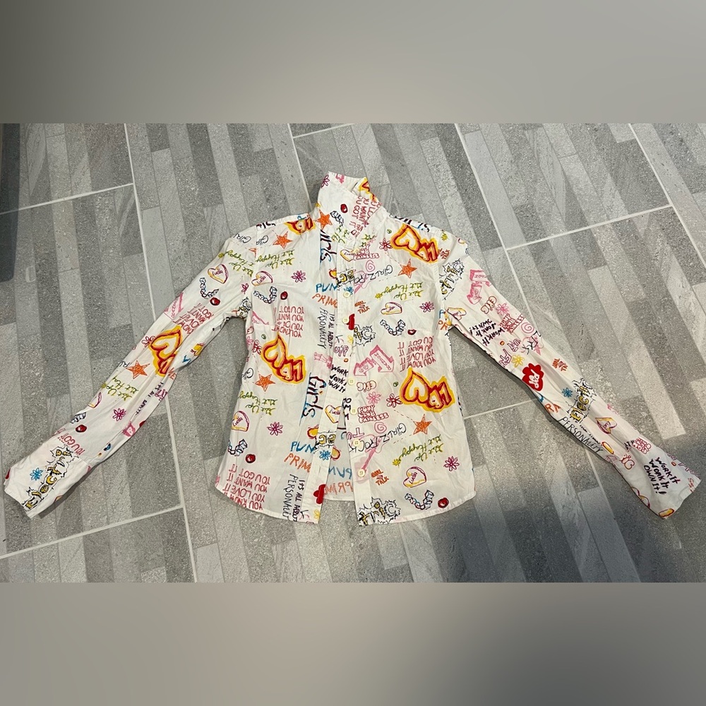 Luella graffiti long sleeves button